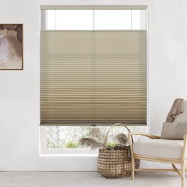 LazBlinds Top Down Bottom Up (TDBU) Cordless Cellular Shades, Light Filtering Honeycomb Shades Pleated Blinds for Window Size 35" W x 64" H, Brown