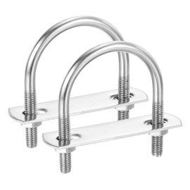 PATIKIL Round U-Bolts, 2 Pcs 1.62"(42mm) Inner Width 62mm Length M6 with Nut Plate Washer 304 Stainless Steel Round Bend U-Bolts for Boat Trailer Axle Sailboat