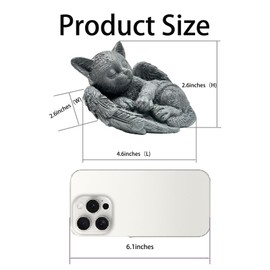 Sengocis Small Cat Memorial Stone Commemorates Our Lost Fur Baby,Peaceful Sleeping Cat Angel Statue for Garden,Indoor,Pet Grave Markers,and Loss of Cat Sympathy Gift(Gray)