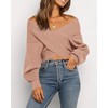 BTFBM Women Casual V Neck Long Sleeve Sweaters Cross Wrap