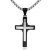 DonDon Herren Halskette mit Curved Double Kreuz-Anhänger zweifarbig Edelstahl 52