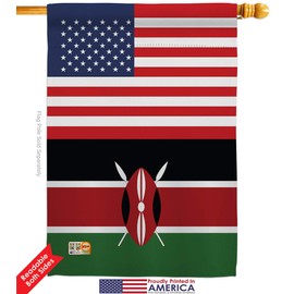 Kenya US Friendship House Flags Pack Regional USA American Alliance World Country Particular Area Support Our Troops Small Decorative Gift Yard Banner Double-Sided Made In 28 X 40