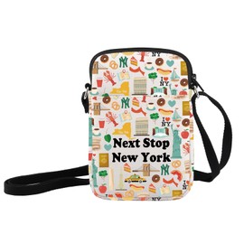JXGZSO New York Travel Gift Next Stop New York Makeup Bag Traveler Gift NY Trip Cosmetic Bag New York Landmark Travel Gift, Next Stop New York Crossbody