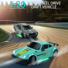Hylukon Remote Controlled Car, 1:20 RC Drift Car 2.4G Drift Car with Lights, Interchangeable Tyres, Long Endurance, RC Car Drift Car for Children, Boys, Girls