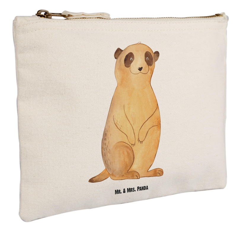 Mr. & Mrs. Panda Meerkat Make-Up Bag, White, Hand Drawn