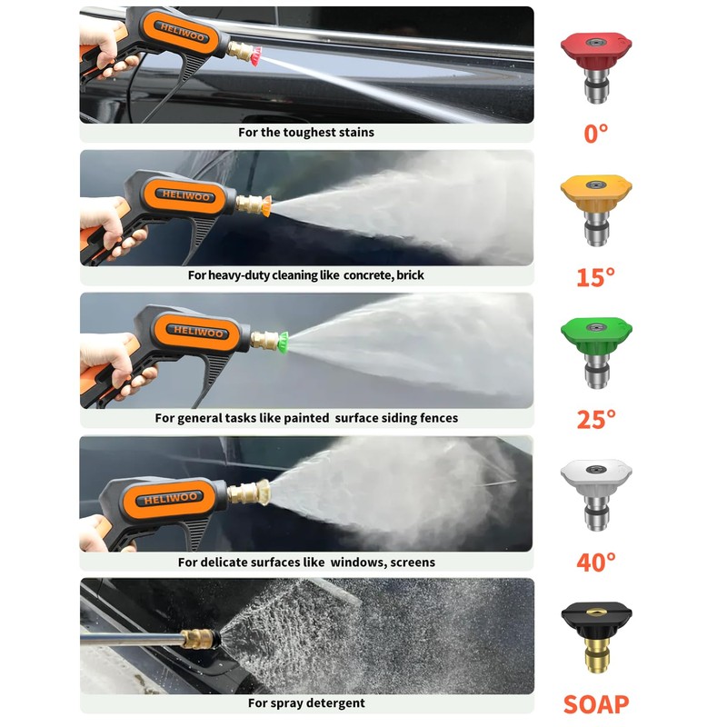 Heliwoo Short Pressure Washer Gun with Foam Cannon 5000 PSI,