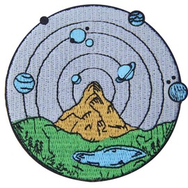 Mountain and Space Outdoor Exploration Embroidered Iron on Sew on Patch