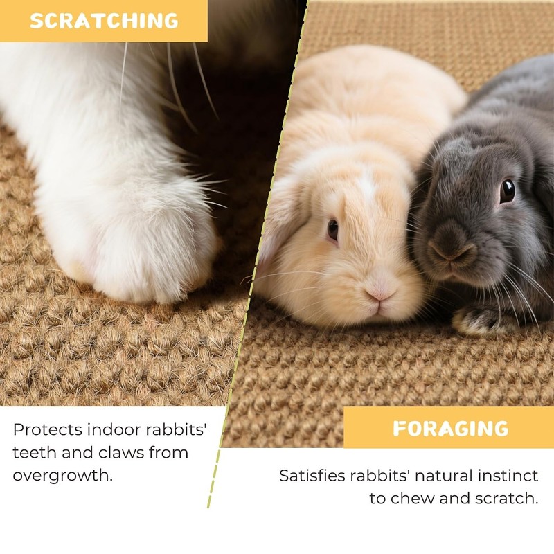 3 Pack Rabbit Scratching Pads - Soft Jute Chew Mats