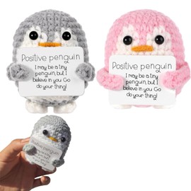 2Pcs Positive Penguin with Encouragement Cards, Positive Gifts Positive Affirmation Gifts Penguin Toy Thoughtful Gifts for Friends Cheering Gift for Family Friends Encouragement Party Decoration