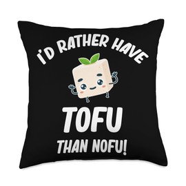 Tofu Lover Tempeh Asian Miso Veggie Broccoli I'd Rather Have Tofu Than Nofu Tempeh Asian Miso Veggie Throw Pillow, 18x18, Multicolor