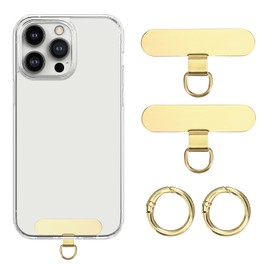 Yuanchu Metal Phone Tether Tab, 2Pcs Phone Lanyard Tabs with Spring Rings Universal Cellphone Lanyard Pad for Most Phone Cases Strap Connector Universal Replacement Part(gold)