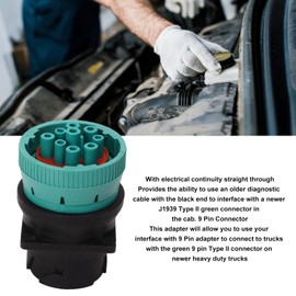 J1939 II Adaptador, 9 Pin Camión Diagnóstico Puerto Adaptador de repuesto para Paccar para Nexiq Data Link, Camión Diagnóstico Scanner Cable Adaptador Verde Deutsch Conector