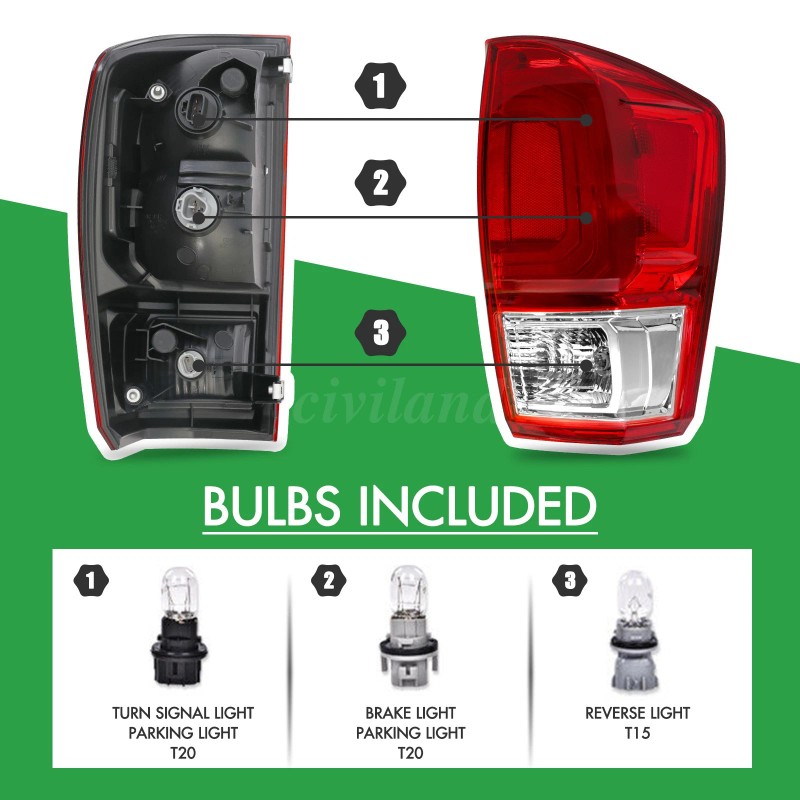 Left+Right Tail Lights Brake Lamps for 2016 2017 2018-2023 Toyota