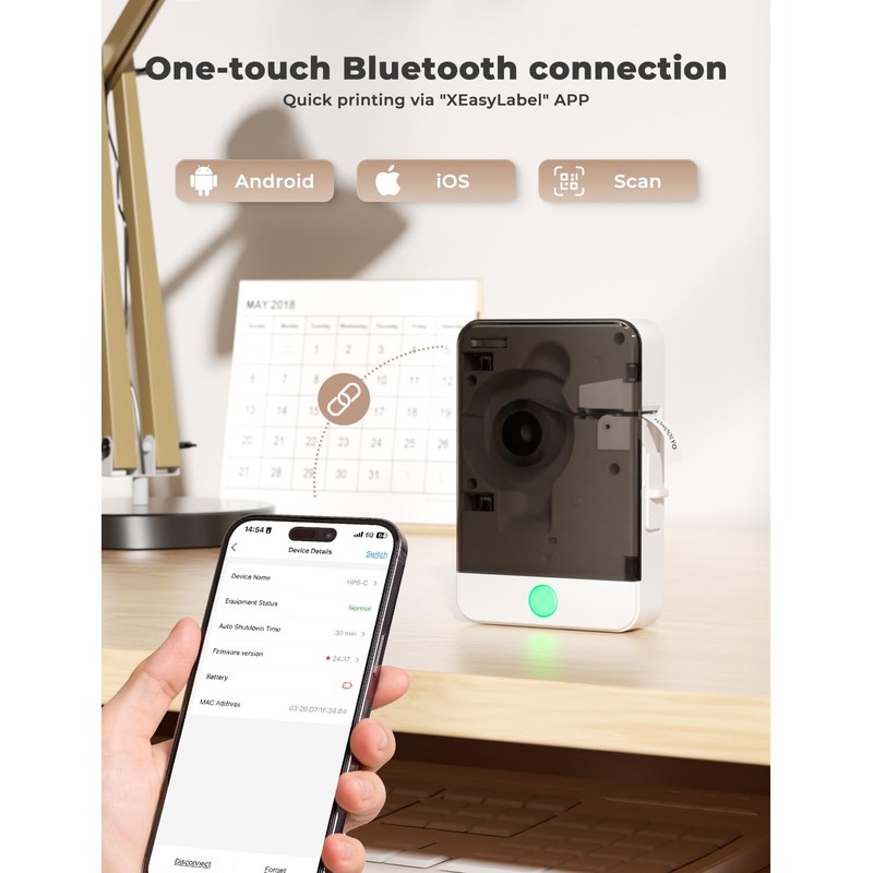 YOHOOLYO Label Maker Machine Label Printer, Portable Bluetooth Handheld Thermal
