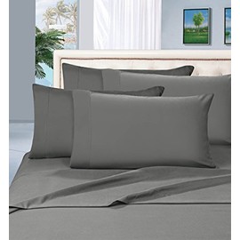 Elegant Comfort 1500 Thread Count Egyptian Quality 6 Piece Wrinkle Free and Fade Resistant Luxurious Bed Sheet Set, Queen, Gray