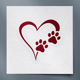 Heart and Paw Prints (Burgundy) (Set of 2) Premium Waterproof Vinyl Decal Stickers for Laptop Phone Accessory Helmet Car Window Mug Tuber Cup Door Wall Decoration - ANGstic0d6471RE