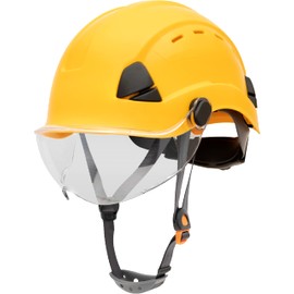Honeywell Fibre Metal Safety Helmet with Visor, Hard Hat for Construction, Vented, Yellow, FSH11002E