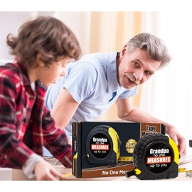 Fathers Day Grandpa Gifts Set: 25FT No One Measures Up to You Printed on Sticker Tape Measure & If Dad Can't fix it,no one can Keychain for Grandfather Birthday Christmas Gag Gift with Socks
