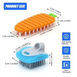 Vegetable Brush Set, Potato Scrubber Brush, Vegetable Brush Scrubber for Food, Carrots Pattern Flexible Bendable Cleaning Tools for Mushroom/Potato/Corn/Egg (4 Pack)