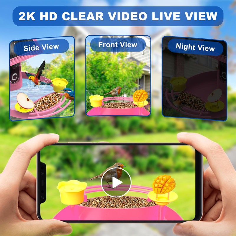 Bird Feeder with Camera - 4K HD Live View, Smart