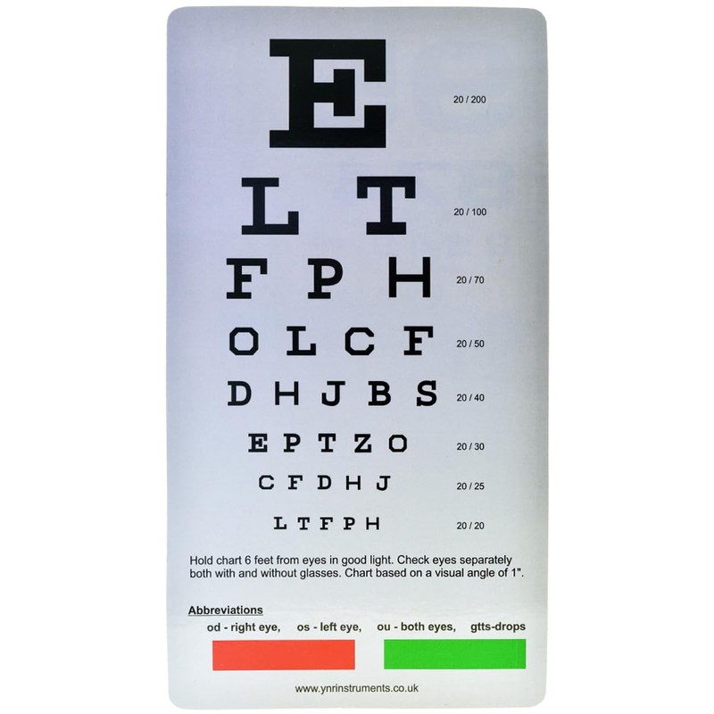 Pocket Eye Chart, 2 in 1 Snellen Eye Chart, Rosenbaum