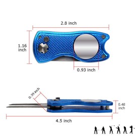 YFFSFDC Golf Fork Folding Golf Fork Repair Fork Portable Zinc Alloy Golf Equipment Accessories Gift Pack of 1 (Blue)
