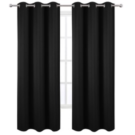 LEMOMO Black Thermal Blackout Curtains/38 x 84 Inch/Set of 2 Panels Room Darkening Curtains for Bedroom