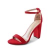 DREAM PAIRS Womens Hi-Chunk High Heel Pump Sandal Red Suede