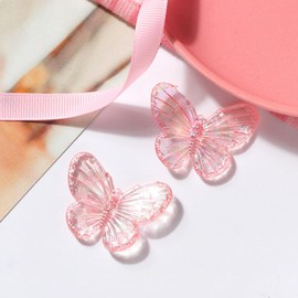 Umiin Hair Clips, 6 Pieces Crocodile Clips, Butterfly Hair Accessories for Women and Girls, Beautiful Headwear, Styling Tools for Party, Daily Performance, Pink