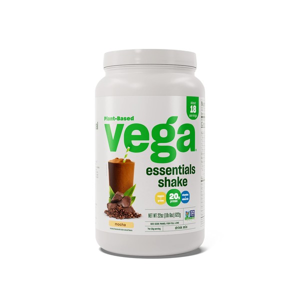 Vega Essentials Vegan Protein Powder Mocha (18 Servings) - Superfood Ingredients, Vitamins, Antioxidants, Low Carb, Dairy Free Pea Protein for Women & Men 1.4lbs (Packaging May Vary)