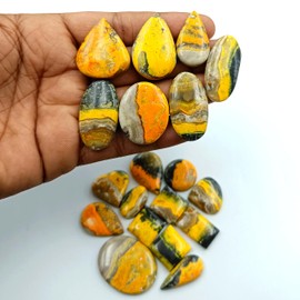 SGM Shop™ Natural Bumble Bee Jasper Cabochon Loose Gemstone Flat Back Mix A+ Quality For Jewelry Making, Crafts & DIY, Wedding Gift, Healing Chakra, Wire Wrapping Crystals-2 Pcs