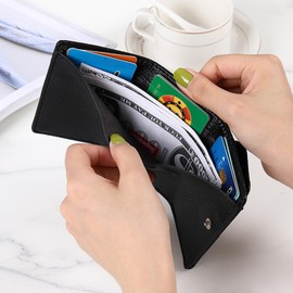 Moerstar Women's Mini Wallet, Small, Compact, Trifold Wallet, Multiple Storage, Multifunctional, Ultra Lightweight, Skimming, Cute, Mitsuri Wallet, Travel Wallet, Mini Wallet, Small Coin Purse, Black