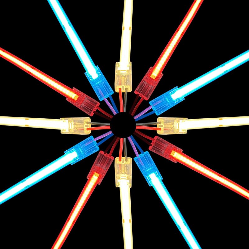 HAMRVL 10mm COB LED Strip Light Connectors Strip to Wire