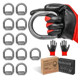 VOLYBEAR 12 Pack 1/2" Heavy Duty Weld-On Forged D Ring, 1/2 inches D-Ring Trailer Tie Down Anchor for Trailer, Pickup-Truck, Semi-Truck,RV, ATV Tiedowns, Farm Machinery,Van. MBS:12,000 lbs