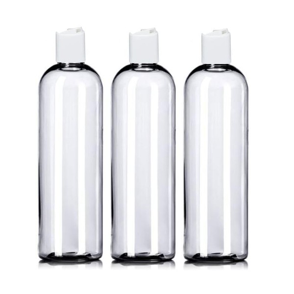 3 Pack 16 oz (475 ml) Slim Plastic PET Bottles
