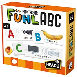 Headu DE23257 Feel-ABC Educational Game Montessori, Orange
