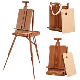 VISWIN French Easel for Painting with Palette, Shoulder Strap & Storage, Adjustable Beech Wood Travel Art Easel Stand, Portable Sketchebox Plein-Air Easel for Adults, Artists, Table Top & Floor Use