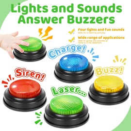 XPJBKC Buzzer mit Sound und Licht, 4 Stück Antwort Buzzer Learning Resources für Kinder Trivia-Spiele, Mehrfarbig Game Show Buzzer Spielzeug für Klassenzimmer Familie