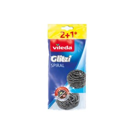 Vileda Stainless Steel Spirale Scrubbers 2+1 Free, Multi-Colour, Pack of 3