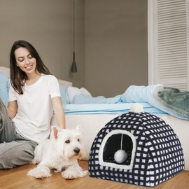 Cat Cave Bed for Indoor Cats, Washable Small Cat Dome Bed Hideaway Bed for Indoor Cats with Removable Mattress for Kittens Cat Tent House 15"x15"