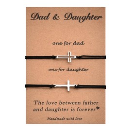 Matching Bracelets for Daddy Daughter - Father's Day Birthday Gift, Cross Bracelets for Daughters Girls, Back to School Graduation Christmas Xmas Gift from Dad