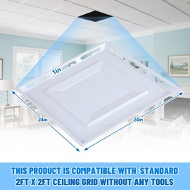 CroBlissful 1 Pcs 24" x 24" Ceiling Vent Deflector 4-Way Air Vent Deflector Air Diverter for 2'x2' Ceiling Grid No Tools Required Redirector for Offices, Classrooms, and Commercial Spaces