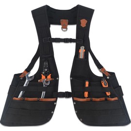 WELKINLAND Top-G Leather Tool Vest for Men - Electrician, Construction & Carpenters with Multiple Pockets