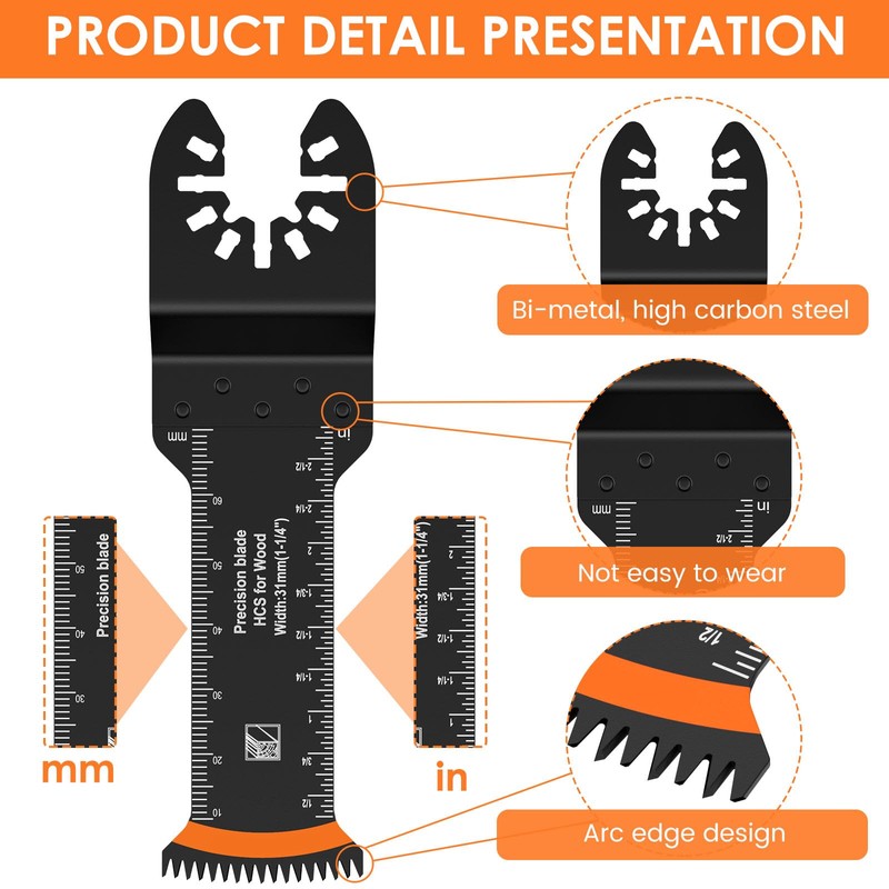 24Pcs Extra Long Oscillating Saw Blade Set Universal Bimetal Oscillating