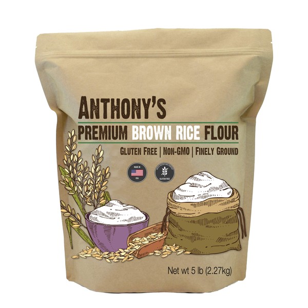 Anthony's Brown Rice Flour, 5 lb, Batch Tested and Verified Gluten Free, Product of USA