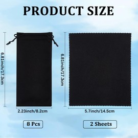 CREATCABIN 8 Pcs Microfiber Glasses Pouch Case Soft Sunglasses Pouch Portable Drawstring Storage Bag