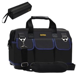 FASTECH 22 Inch Tool Bag, Waterproof Wide Mouth Tool Kit, Heavy Duty Tool Bag Organizer With Shoulder Straps and Molded Base, Tool Storage Package For Screwdrivers, Pliers, Nut Drivers (DarkBlue22IN)