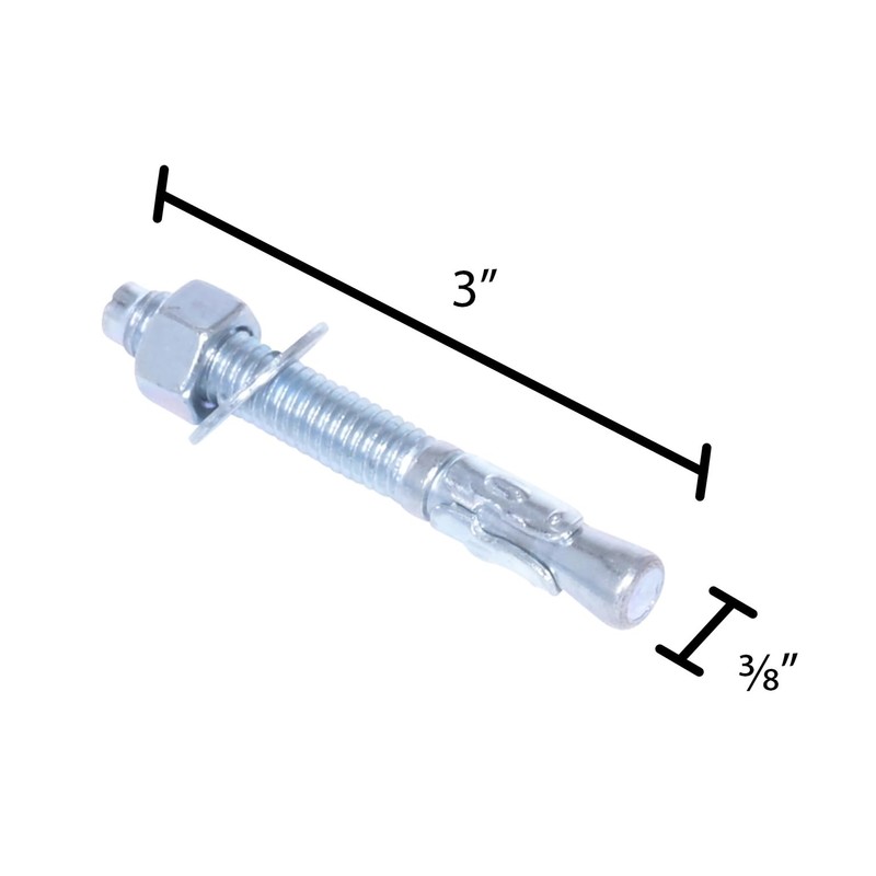 Vestil AS-383-4PK Steel Concrete Sleeve Anchor Bolts 4 Pack 3/8