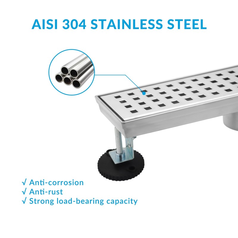 28 Inch Removable Cover Linear Shower Drain 304 Stainless Steel