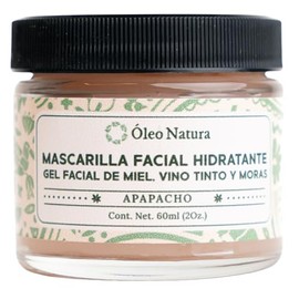 Mascarilla Hidratante Facial con Vino Tinto, Miel y Moras  Gel Antioxidante con AHA Naturales  Ilumina, Suaviza e Hidrata  Todo Tipo de Piel  60 ml   